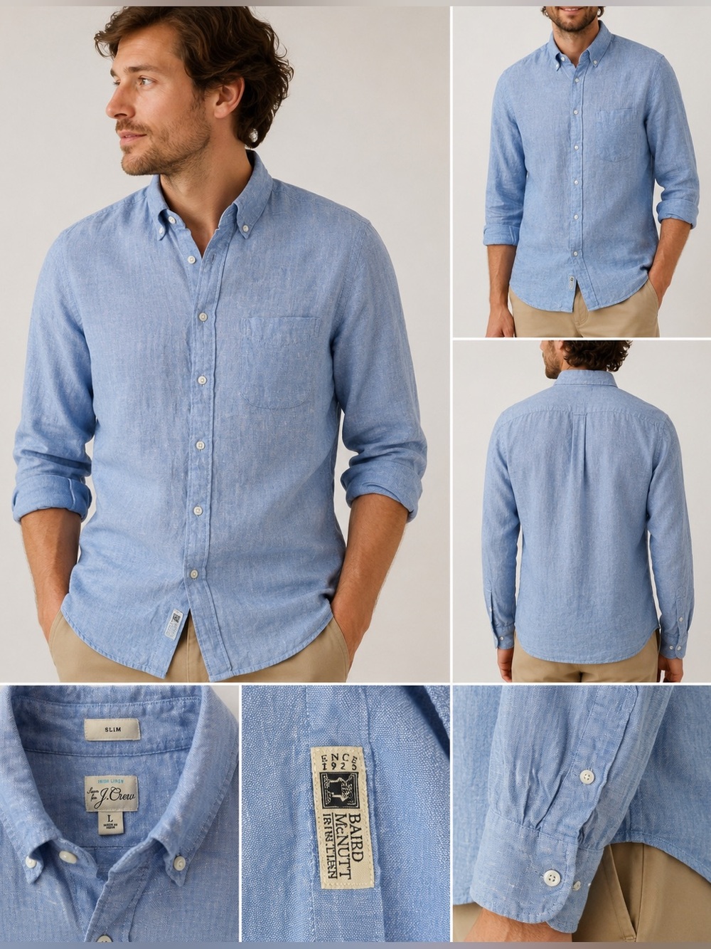 J.Crew Baird McNutt Irish Linen Shirt Men’s L Slim Blue Button Front Casual